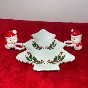 Christmas Holly Fine Porcelain (China) Christmas W/ baby chicks napkin holders